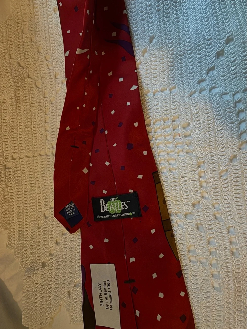 The Beatles Red Novelty Birthday Print Tie